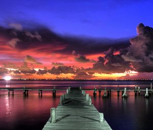 Preview wallpaper pier, sunset, sky, view