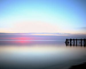 Preview wallpaper pier, surface of the water, lilac, shades