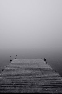 Preview wallpaper pier, uncertainty, fog, black-and-white