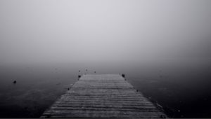 Preview wallpaper pier, uncertainty, fog, black-and-white