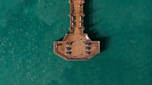 Preview wallpaper pier, water, aerial view, sea