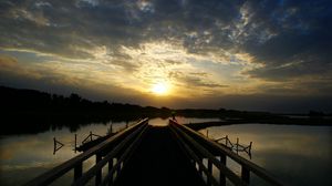 Preview wallpaper pier, water, decline, evening