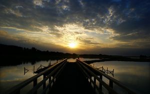 Preview wallpaper pier, water, decline, evening