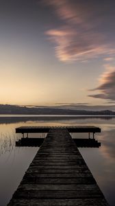 Preview wallpaper pier, water, evening, horizon