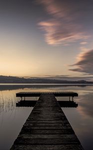 Preview wallpaper pier, water, evening, horizon