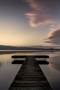 Preview wallpaper pier, water, evening, horizon