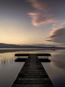 Preview wallpaper pier, water, evening, horizon