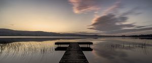 Preview wallpaper pier, water, evening, horizon