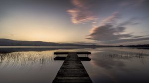 Preview wallpaper pier, water, evening, horizon