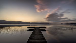 Preview wallpaper pier, water, evening, horizon