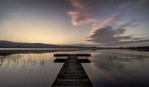 Preview wallpaper pier, water, evening, horizon
