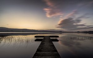 Preview wallpaper pier, water, evening, horizon