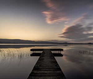 Preview wallpaper pier, water, evening, horizon
