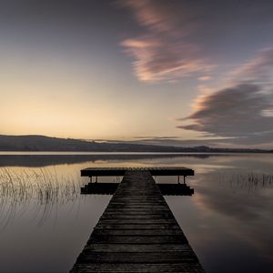 Preview wallpaper pier, water, evening, horizon