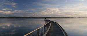 Preview wallpaper pier, water, horizon, twilight, landscape