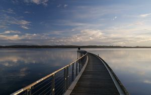 Preview wallpaper pier, water, horizon, twilight, landscape