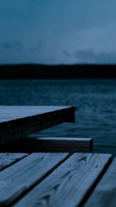 Preview wallpaper pier, wooden, lake, water, dusk