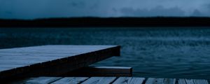 Preview wallpaper pier, wooden, lake, water, dusk