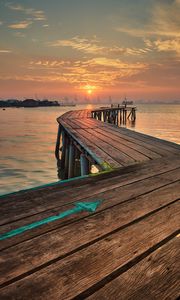 Preview wallpaper pier, wooden, sunset, port