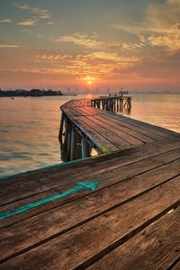 Preview wallpaper pier, wooden, sunset, port