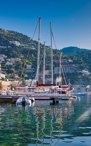 Preview wallpaper pier, yachts, houses, city