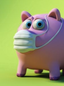 Preview wallpaper pig, piggy bank, mask, disease