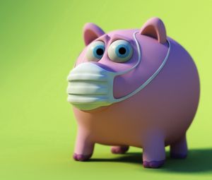 Preview wallpaper pig, piggy bank, mask, disease