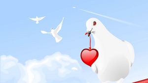Preview wallpaper pigeon, birds, hearts, paint