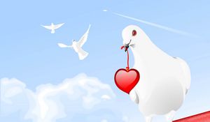Preview wallpaper pigeon, birds, hearts, paint