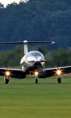 Download wallpaper 240x400 pilatus pc-12, plane, taking off, light ...