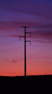 Preview wallpaper pillar, wires, sunset, sky
