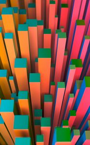 Preview wallpaper pillars, squares, volume, colorful, 3d