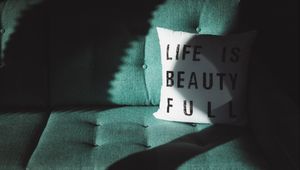 Preview wallpaper pillow, inscription, shadow, sofa