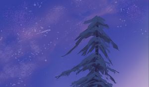 Preview wallpaper pine, comet, dusk, grass, art