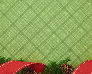 Preview wallpaper pine cone, branch, tape, pattern