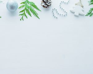 Preview wallpaper pine cone, needles, christmas tree decorations, new year, christmas, white