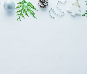 Preview wallpaper pine cone, needles, christmas tree decorations, new year, christmas, white