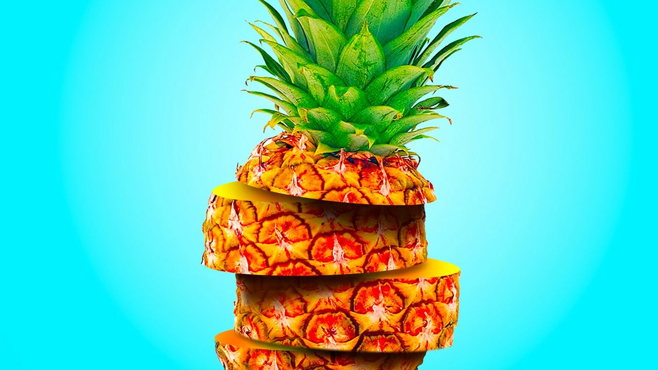 Wallpaper pineapple, fruit, exotic, slices