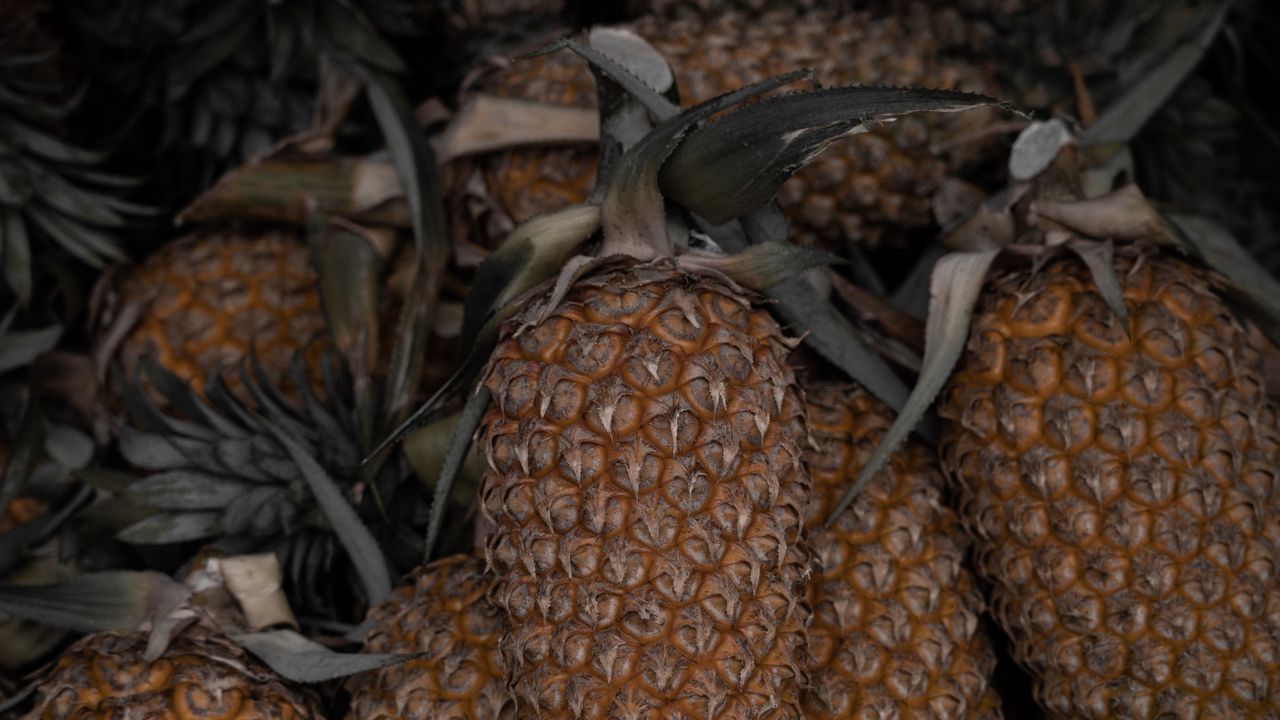 Wallpaper pineapple, fruit, leaves, macro