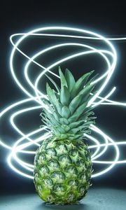 Preview wallpaper pineapple, fruit, neon, light, lines, freezelight