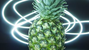 Preview wallpaper pineapple, fruit, neon, light, lines, freezelight