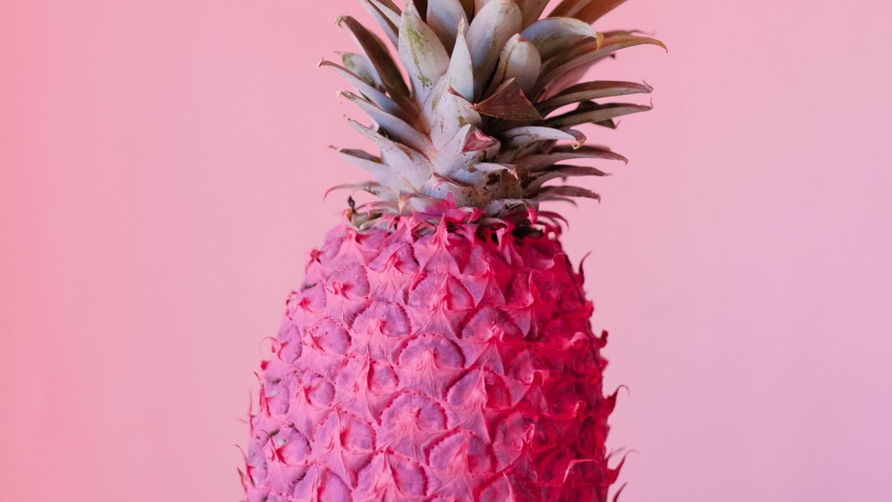 Wallpaper pineapple, fruit, pink, paint, tropical