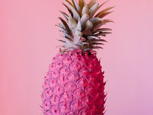 Preview wallpaper pineapple, fruit, pink, paint, tropical
