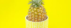 Preview wallpaper pineapple, fruit, pot, plant, yellow, bright