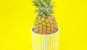 Preview wallpaper pineapple, fruit, pot, plant, yellow, bright
