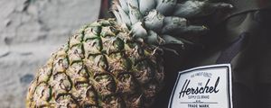 Preview wallpaper pineapple, fruit, ripe, label