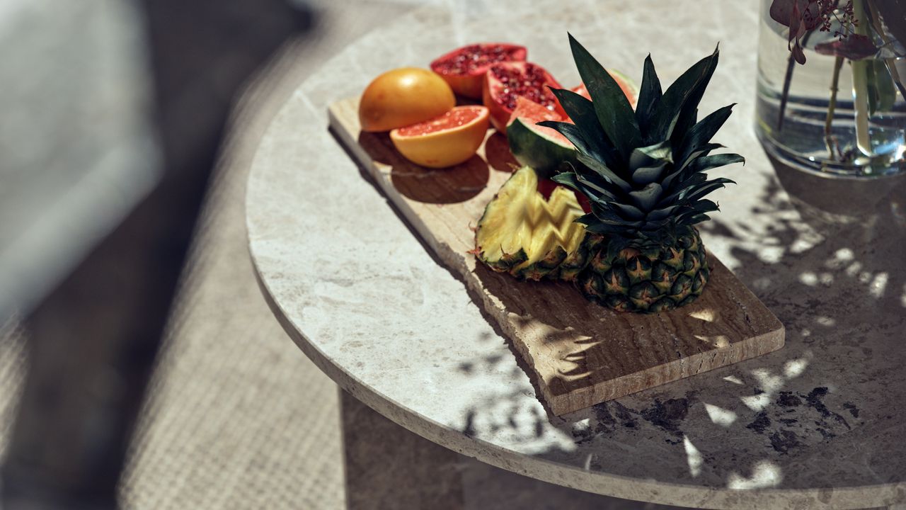 Wallpaper pineapple, pomegranate, grapefruit, fruit, table