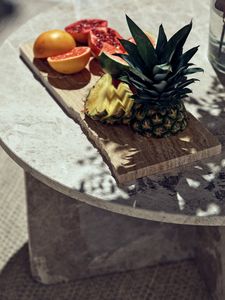 Preview wallpaper pineapple, pomegranate, grapefruit, fruit, table