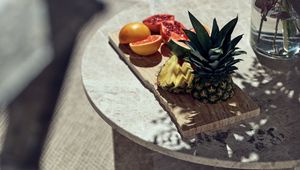 Preview wallpaper pineapple, pomegranate, grapefruit, fruit, table