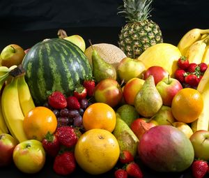Preview wallpaper pineapple, watermelon, apples, fruit
